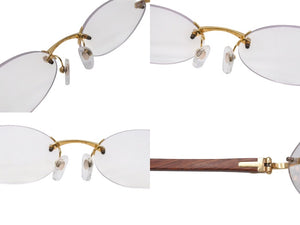 Cartier リムレスメガネ Cartier カルティエ メガネ リムレス ウッドテンプル 眼鏡 アイウェア