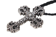 画像をギャラリービューアに読み込む, CHROME HEARTS クロムハーツ フィリグリークロス レザーブレイドネックレス 重量約101.0g 全長約100cm スターリングシルバー 美品 中古 4b000062