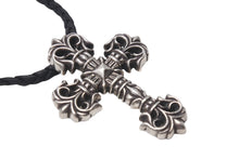 画像をギャラリービューアに読み込む, CHROME HEARTS クロムハーツ フィリグリークロス レザーブレイドネックレス 重量約101.0g 全長約100cm スターリングシルバー 美品 中古 4b000062