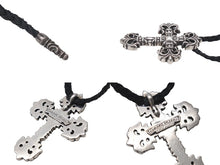 画像をギャラリービューアに読み込む, CHROME HEARTS クロムハーツ フィリグリークロス レザーブレイドネックレス 重量約101.0g 全長約100cm スターリングシルバー 美品 中古 4b000062