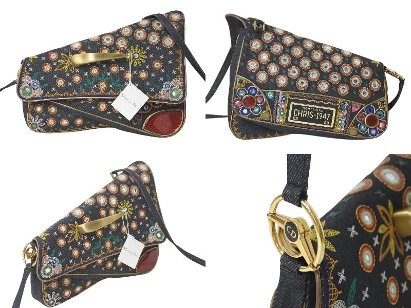 Christian Dior クリスチャンディオール MONTAIGNE CHRIS 1947 モンテーニュクリス 1947 ショルダーバッグ デニム マルチカラー 美品 中古 4b000075