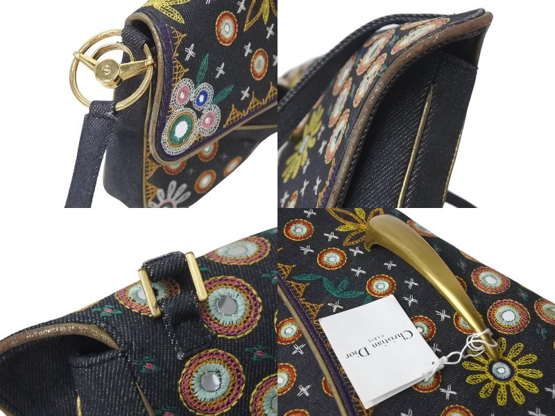 Christian Dior クリスチャンディオール MONTAIGNE CHRIS 1947 モンテーニュクリス 1947 ショルダーバッグ デニム マルチカラー 美品 中古 4b000075
