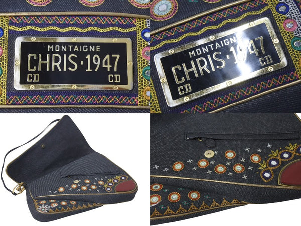 Christian Dior クリスチャンディオール MONTAIGNE CHRIS 1947 モンテーニュクリス 1947 ショルダーバッグ デニム マルチカラー 美品 中古 4b000075