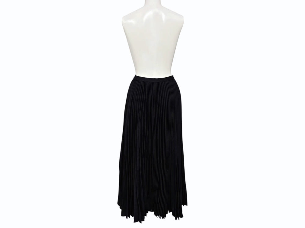 Very Good Condition Christian Dior Pleated Long Skirt 8E21331A1166 Black Rayon Silk Size 36 Used 4b008817