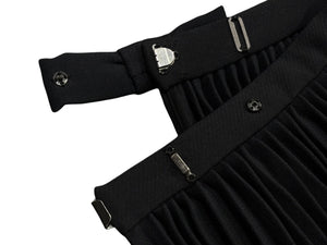 Very Good Condition Christian Dior Pleated Long Skirt 8E21331A1166 Black Rayon Silk Size 36 Used 4b008817
