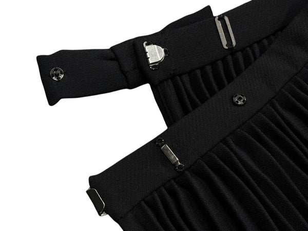 Very Good Condition Christian Dior Pleated Long Skirt 8E21331A1166 Black Rayon Silk Size 36 Used 4b008817