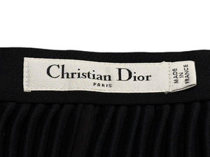 Very Good Condition Christian Dior Pleated Long Skirt 8E21331A1166 Black Rayon Silk Size 36 Used 4b008817