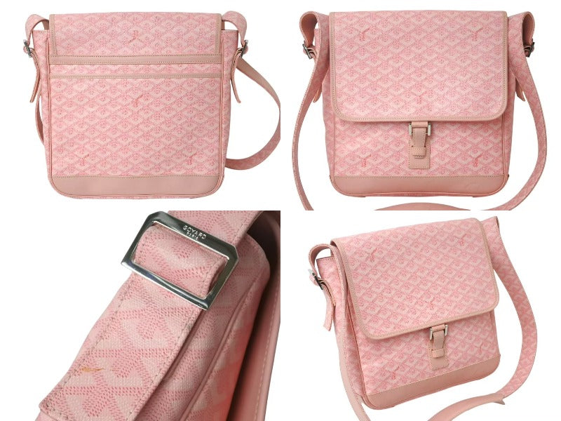 GOYARD ゴヤール GRAND BLEU MM グランブルーMM ショルダーバッグ ARN020077 ピンク レザー PVC 美品 中古 4b000094