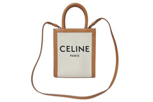 Load image into Gallery viewer, CELINE セリーヌ ミニバーティカルカバ 2WAYショルダーバッグ 193302BNZ.02NT コットンキャンバス レザー ベージュ 美品 中古 4b000099