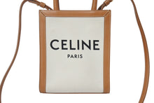 Load image into Gallery viewer, CELINE セリーヌ ミニバーティカルカバ 2WAYショルダーバッグ 193302BNZ.02NT コットンキャンバス レザー ベージュ 美品 中古 4b000099