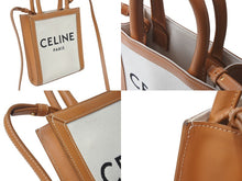 Load image into Gallery viewer, CELINE セリーヌ ミニバーティカルカバ 2WAYショルダーバッグ 193302BNZ.02NT コットンキャンバス レザー ベージュ 美品 中古 4b000099