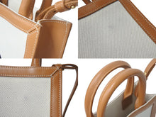 Load image into Gallery viewer, CELINE セリーヌ ミニバーティカルカバ 2WAYショルダーバッグ 193302BNZ.02NT コットンキャンバス レザー ベージュ 美品 中古 4b000099