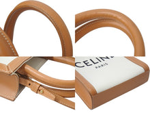 Load image into Gallery viewer, CELINE セリーヌ ミニバーティカルカバ 2WAYショルダーバッグ 193302BNZ.02NT コットンキャンバス レザー ベージュ 美品 中古 4b000099