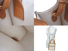 Load image into Gallery viewer, CELINE セリーヌ ミニバーティカルカバ 2WAYショルダーバッグ 193302BNZ.02NT コットンキャンバス レザー ベージュ 美品 中古 4b000099