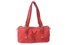 Load image into Gallery viewer, YVES SAINT LAURENT イブサンローラン ハンドバッグ トートバッグ ロゴ 129360 002404 レッド シルバー金具 美品 中古 4b000123