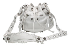 BALENCIAGA バレンシアガ ルカゴール XSバケット ショルダーバッグ 702431 ホワイト ラムスキン シルバー金具 美品 中古 4b013030