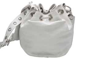 BALENCIAGA バレンシアガ ルカゴール XSバケット ショルダーバッグ 702431 ホワイト ラムスキン シルバー金具 美品 中古 4b013030