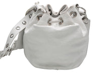 Load image into Gallery viewer, BALENCIAGA バレンシアガ ルカゴール XSバケット ショルダーバッグ 702431 ホワイト ラムスキン シルバー金具 美品 中古 4b013030