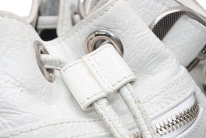 BALENCIAGA バレンシアガ ルカゴール XSバケット ショルダーバッグ 702431 ホワイト ラムスキン シルバー金具 美品 中古 4b013030