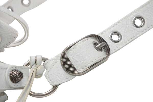 BALENCIAGA バレンシアガ ルカゴール XSバケット ショルダーバッグ 702431 ホワイト ラムスキン シルバー金具 美品 中古 4b013030
