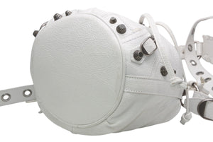 BALENCIAGA バレンシアガ ルカゴール XSバケット ショルダーバッグ 702431 ホワイト ラムスキン シルバー金具 美品 中古 4b013030