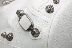 BALENCIAGA バレンシアガ ルカゴール XSバケット ショルダーバッグ 702431 ホワイト ラムスキン シルバー金具 美品 中古 4b013030
