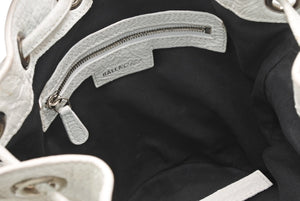 BALENCIAGA バレンシアガ ルカゴール XSバケット ショルダーバッグ 702431 ホワイト ラムスキン シルバー金具 美品 中古 4b013030