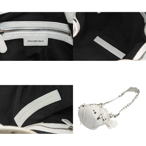 BALENCIAGA バレンシアガ ルカゴール XSバケット ショルダーバッグ 702431 ホワイト ラムスキン シルバー金具 美品 中古 4b013030