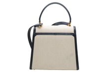 Load image into Gallery viewer, TIFFANY&amp;Co. ティファニー 2WAYバッグ キャンバス レザー ネイビー ベージュ ゴールド金具 イタリア製 美品 中古 4b012442