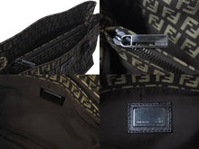 画像をギャラリービューアに読み込む, 新品同様 FENDI フェンディ ズッキーノ柄 ハンドバッグ 221158 キャンバス レザー ブラウン ブラックメタル金具 中古 4b000131