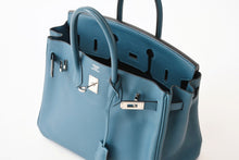 Load image into Gallery viewer, 極美品 HERMES エルメス バーキン25 ハンドバッグ 2016 スイフト XAS刻印 ニューブルージーン シルバー金具 中古 4b013427
