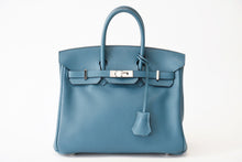 Load image into Gallery viewer, 極美品 HERMES エルメス バーキン25 ハンドバッグ 2016 スイフト XAS刻印 ニューブルージーン シルバー金具 中古 4b013427
