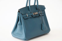 Load image into Gallery viewer, 極美品 HERMES エルメス バーキン25 ハンドバッグ 2016 スイフト XAS刻印 ニューブルージーン シルバー金具 中古 4b013427