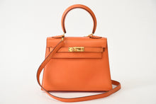 Load image into Gallery viewer, HERMES エルメス ⚪︎Y刻印 ミニケリー 外縫 2WAY ショルダーバッグ ガリバー オレンジ 美品 中古 4b013425