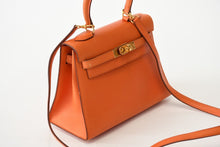 Load image into Gallery viewer, HERMES エルメス ⚪︎Y刻印 ミニケリー 外縫 2WAY ショルダーバッグ ガリバー オレンジ 美品 中古 4b013425