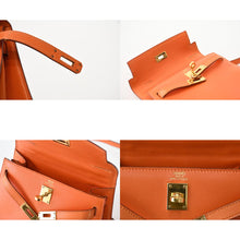 Load image into Gallery viewer, HERMES エルメス ⚪︎Y刻印 ミニケリー 外縫 2WAY ショルダーバッグ ガリバー オレンジ 美品 中古 4b013425