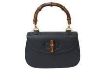 画像をギャラリービューアに読み込む, GUCCI グッチ バンブー ハンドバッグ 000 1227 0688 レザー グリーン ゴールド金具 美品 中古 4b000136