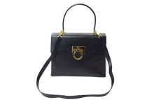 画像をギャラリービューアに読み込む, Salvatore Ferragamo サルヴァトーレフェラガモ ガンチーニ 2WAYバッグ ハンドバッグ ブラック カーフ 美品 中古 4b000137