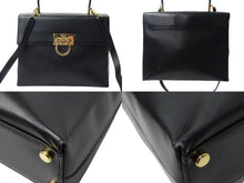 画像をギャラリービューアに読み込む, Salvatore Ferragamo サルヴァトーレフェラガモ ガンチーニ 2WAYバッグ ハンドバッグ ブラック カーフ 美品 中古 4b000137