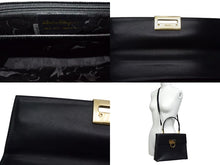 画像をギャラリービューアに読み込む, Salvatore Ferragamo サルヴァトーレフェラガモ ガンチーニ 2WAYバッグ ハンドバッグ ブラック カーフ 美品 中古 4b000137