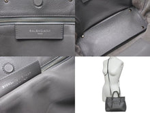 Load image into Gallery viewer, BALENCIAGA バレンシアガ ミニ ペーパー 2WAY ハンドバッグ グレー レザー 370926 ショルダー シルバー金具 美品 中古 4b000139