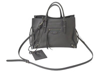 Load image into Gallery viewer, BALENCIAGA バレンシアガ ミニ ペーパー 2WAY ハンドバッグ グレー レザー 370926 ショルダー シルバー金具 美品 中古 4b000139