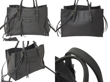 Load image into Gallery viewer, BALENCIAGA バレンシアガ ミニ ペーパー 2WAY ハンドバッグ グレー レザー 370926 ショルダー シルバー金具 美品 中古 4b000139