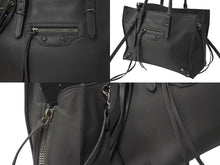 Load image into Gallery viewer, BALENCIAGA バレンシアガ ミニ ペーパー 2WAY ハンドバッグ グレー レザー 370926 ショルダー シルバー金具 美品 中古 4b000139