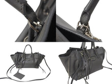 Load image into Gallery viewer, BALENCIAGA バレンシアガ ミニ ペーパー 2WAY ハンドバッグ グレー レザー 370926 ショルダー シルバー金具 美品 中古 4b000139