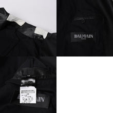 画像をギャラリービューアに読み込む, BALMAIN バルマン ライダースジャケット S5HC264C882 サイズ46 ラムスキン シルバー金具 ブラック 美品 中古 4b014182