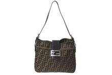 Load image into Gallery viewer, FENDI フェンディ ズッカ柄 マンマバケット ワンショルダーバッグ ブラウン キャンバス レザー シルバー金具 ロゴ 鞄 美品 中古 4b000146