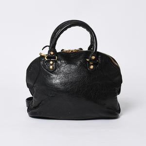 BALENCIAGA Classic Bowling Bag 2WAY Shoulder Bag 390154 Navy Gold Hardware Good Condition Used 4a000041