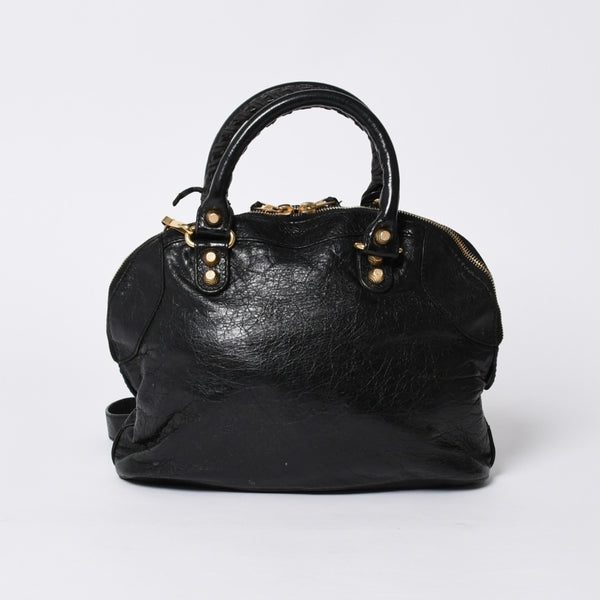 BALENCIAGA Classic Bowling Bag 2WAY Shoulder Bag 390154 Navy Gold Hardware Good Condition Used 4a000041