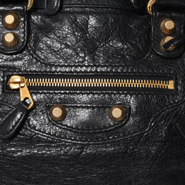 BALENCIAGA Classic Bowling Bag 2WAY Shoulder Bag 390154 Navy Gold Hardware Good Condition Used 4a000041